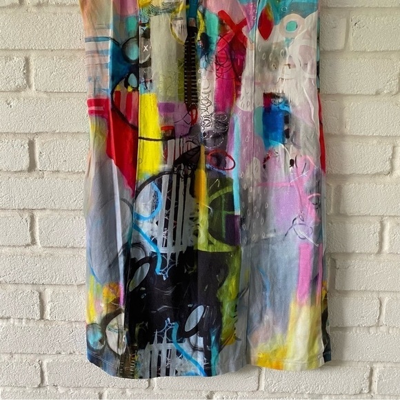 Simply Art by Dolcezza Wearable Art Graphic Sleeveless Collared Dress Size Small - Picture 3 of 8